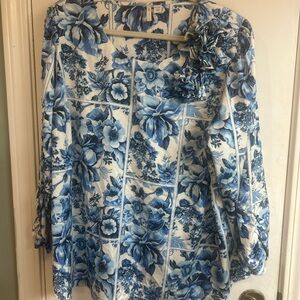 Cato Blue Floral Women's Blouse